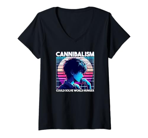 Damen Kannibalismus könnte den Welthunger lösen Anime Boy Sarcastic T-Shirt mit V-Ausschnitt Damen Kannibalismus könnte den Welthunger lösen Anime Boy Sarcastic T-Shirt mit V-Ausschnitt von Harajuku Style