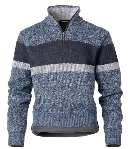Harbrosrce Herren 1/4 Zip Strickpullover Langarm Stehkragen Winterpulli Pullover Fleece Gefüttert Arbeitspullover Farbverlauf Sweatshirt mit Reißverschluss von Harbrosrce