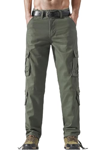 Harbrosrce Herren Cargohose Baumwolle Outdoorhose Stretch Hose Arbeitshose Freizeithose Trekkinghose Mit 8 Taschen für Tactical Jagd Wandern von Harbrosrce