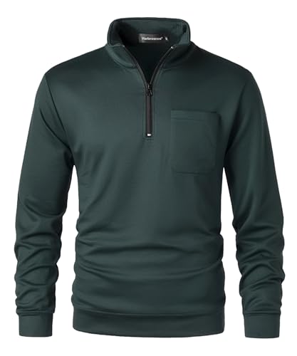 Harbrosrce Herren Fleece Half Zip Pullover Herbst Winter Microfleece Sweatshirt Viertelreißverschluss Fleecepullover mit Stehkragen Langarm Polo Sweatshirt von Harbrosrce