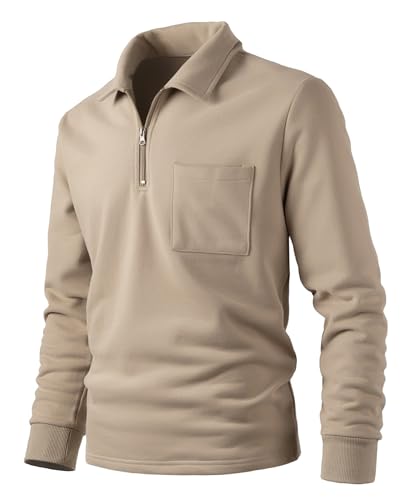 Harbrosrce Herren Fleece-Sweatshirt mit 1/4 Reißverschluss Leicht Fleecepullover Langarm Funktionsshirt Basic Sportshirt Wanderpullover Atmungsaktiv Pullover von Harbrosrce
