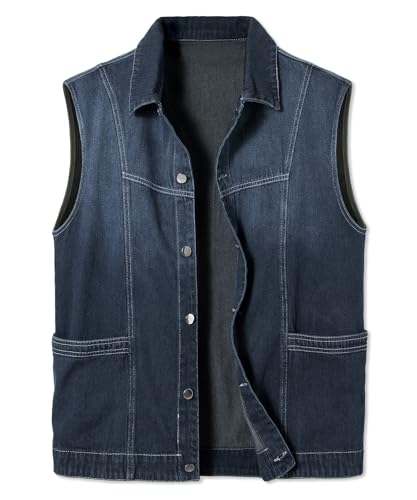 Harbrosrce Herren Jeansweste Oberbekleidung Denim Ärmellos Jacke Vintage Weste für Beiläufige Motorradweste Biker Wandern Cowboy von Harbrosrce