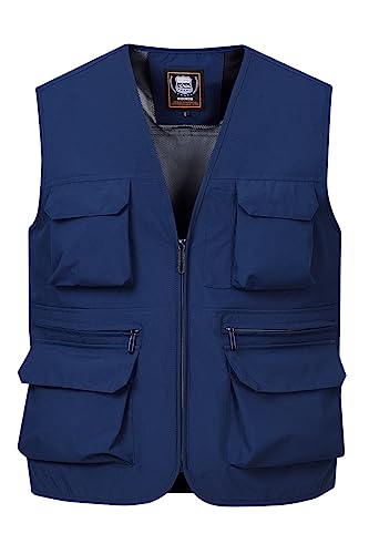 Harbrosrce Herren Sommer Outdoor Anglerwesten Multi-Taschened Freizeitweste Atmungsaktiv Schnelltrocknend Funktionsweste Ärmellose Jacke Weste für Trekking Wander von Harbrosrce