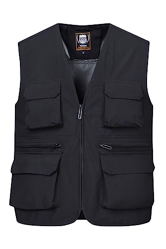 Harbrosrce Herren Sommer Outdoor Anglerwesten Multi-Taschened Freizeitweste Atmungsaktiv Schnelltrocknend Funktionsweste Ärmellose Jacke Weste für Trekking Wander von Harbrosrce