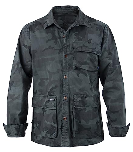 Harbrosrce Herren Outdoor Tactical Hemd Langarm Weinlese Armee Hemd Dick Baumwolle Freizeithemd Funktionshemd Arbeitsshirt für Männer von Harbrosrce