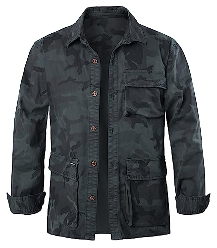 Harbrosrce Herren Outdoor Tactical Hemd Langarm Weinlese Armee Hemd Dick Baumwolle Freizeithemd Funktionshemd Arbeitsshirt für Männer von Harbrosrce