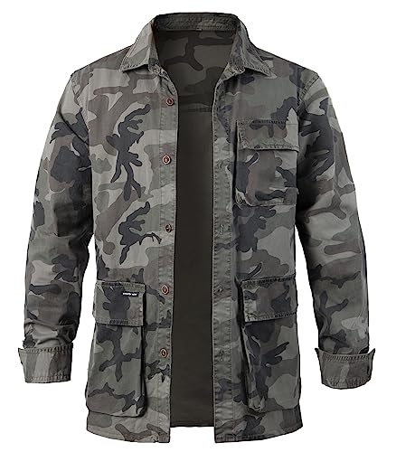 Harbrosrce Herren Outdoor Tactical Hemd Langarm Weinlese Armee Hemd Dick Baumwolle Freizeithemd Funktionshemd Arbeitsshirt für Männer von Harbrosrce