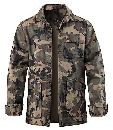 Harbrosrce Herren Outdoor Tactical Hemd Langarm Weinlese Armee Hemd Dick Baumwolle Freizeithemd Funktionshemd Arbeitsshirt für Männer von Harbrosrce