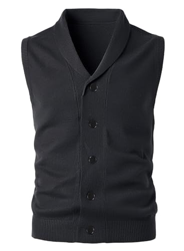 Harbrosrce Herren Schalkragen Strickweste Gestrickte Ärmellose Strickjacke Einfarbig Feinstrick Weste Knopfleiste Freizeitweste Strickpullover für Männer Harbrosrce Herren Schalkragen Strickweste Gestrickte Ärmellose Strickjacke Einfarbig Feinstrick Weste Knopfleiste Freizeitweste Strickpullover für Männer von Harbrosrce