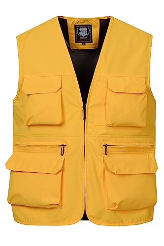 Harbrosrce Herren Sommer Outdoor Anglerwesten Multi-Taschened Freizeitweste Atmungsaktiv Schnelltrocknend Funktionsweste Ärmellose Jacke Weste für Trekking Wander von Harbrosrce