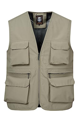 Harbrosrce Herren Sommer Outdoor Anglerwesten Multi-Taschened Freizeitweste Atmungsaktiv Schnelltrocknend Funktionsweste Ärmellose Jacke Weste für Trekking Wander von Harbrosrce