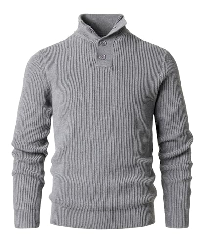 Harbrosrce Herren Strickpullover 1/4 Kragen Pullover Solid Winterpullover Turtleneck Sweater Pulli Arbeitspullover Warm Langarmshirt Arbeitspullover von Harbrosrce