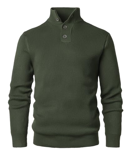 Harbrosrce Herren Strickpullover 1/4 Kragen Pullover Solid Winterpullover Turtleneck Sweater Pulli Arbeitspullover Warm Langarmshirt Arbeitspullover von Harbrosrce