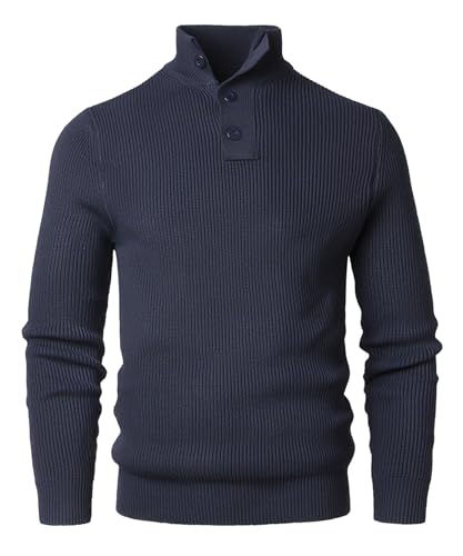 Harbrosrce Herren Strickpullover 1/4 Kragen Pullover Solid Winterpullover Turtleneck Sweater Pulli Arbeitspullover Warm Langarmshirt Arbeitspullover von Harbrosrce