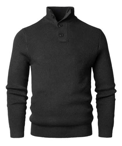 Harbrosrce Herren Strickpullover 1/4 Kragen Pullover Solid Winterpullover Turtleneck Sweater Pulli Arbeitspullover Warm Langarmshirt Arbeitspullover von Harbrosrce