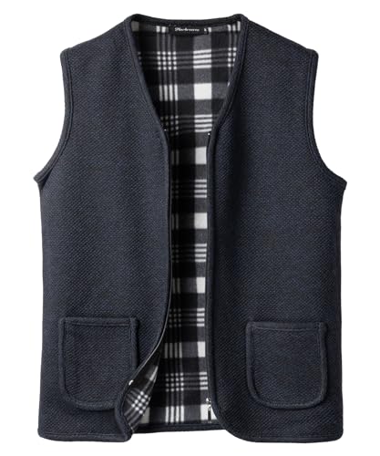 Harbrosrce Herren Strickweste Fleece-Fütterung Ärmellose V-Ausschnitt Strickjacke mit Taschen Winter Dicker Gilet Freizeitweste von Harbrosrce