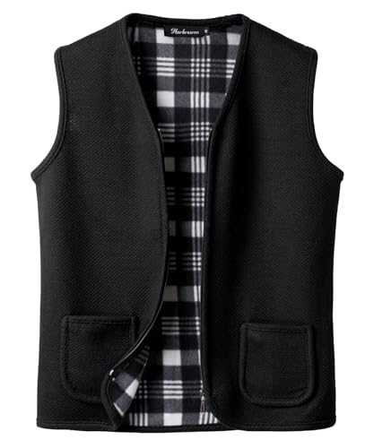 Harbrosrce Herren Strickweste Fleece-Fütterung Ärmellose V-Ausschnitt Strickjacke mit Taschen Winter Dicker Gilet Freizeitweste von Harbrosrce
