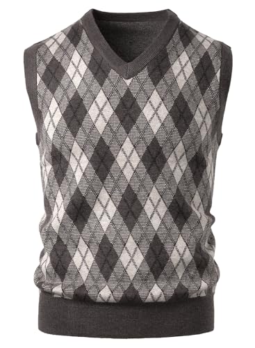 Harbrosrce Herren West Ärmellose Pullunder V-Ausschnitt Argyle Strickweste Herbst Winter Pullover Gilets Classic Wirtschaft Golfweste für Männer von Harbrosrce