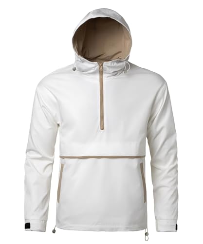 Harbrosrce Herren Windbreaker Hoodie Leichte Anorak Jacke Half Zip Pullover Windbreaker mit Taschen übergangsjacke Trainingsjacke von Harbrosrce