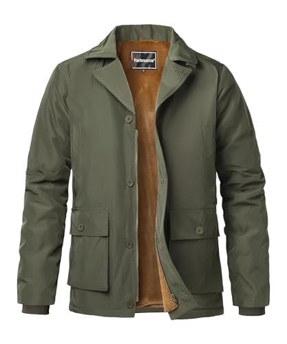 Harbrosrce Herren Winter Parka Jacke Winddicht Outdoor Warme Fleecejacke Übergangsjacke Wanderjacke Verdickt Arbeits Jacken Coat Jacket Steppjacke von Harbrosrce