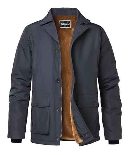 Harbrosrce Herren Winter Parka Jacke Winddicht Outdoor Warme Fleecejacke Übergangsjacke Wanderjacke Verdickt Arbeits Jacken Coat Jacket Steppjacke von Harbrosrce