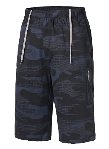 Harbrosrce Kurze Hosen Herren Shorts Sommer Freizeit Stretch Baumwolle Freizeithose Lässig 3/4 Hose Gummibund mit Taschen für Männer Karo und Tarnung von Harbrosrce