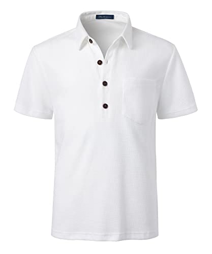 Harbrosrce Poloshirt Herren Kurzarm Einfarbig T-Shirt Männer Waffel-Strick Langarm Polohemd Basic Golf Shirts Baumwolle Sommer Herbst Sports Klassisches von Harbrosrce