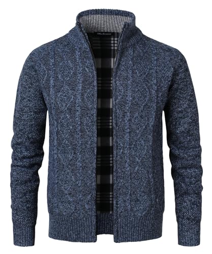 Harbrosrce Strickjacke Herren Fleecejacke Cardigan Kabelstrick Trachtenjacke Gestrickt Reißverschluss Pullover von Harbrosrce
