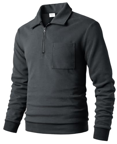 Harbrosrce Herren Fleece-Sweatshirt mit 1/4 Reißverschluss Leicht Fleecepullover Langarm Funktionsshirt Basic Sportshirt Wanderpullover Atmungsaktiv Pullover von Harbrosrce