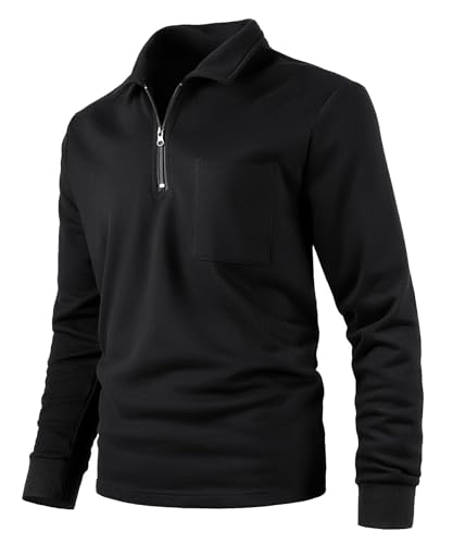 Harbrosrce Sweatshirt für Herren mit Viertelreißverschluss Fleecepullover Weicher Mund Stehkragen Pullover mit Fleece gefüttert Warm Langarmshirt von Harbrosrce