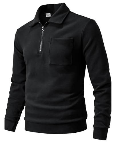 Harbrosrce Herren Fleece-Sweatshirt mit 1/4 Reißverschluss Leicht Fleecepullover Langarm Funktionsshirt Basic Sportshirt Wanderpullover Atmungsaktiv Pullover von Harbrosrce
