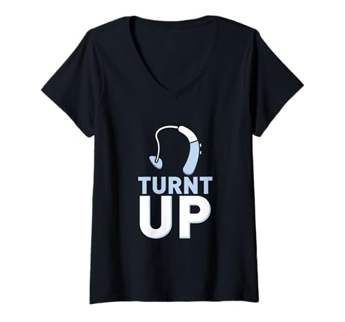 Damen Lustiger Gehörloser Humor Hörgerät Witz Audiologe Audiologie T-Shirt mit V-Ausschnitt Damen Lustiger Gehörloser Humor Hörgerät Witz Audiologe Audiologie T-Shirt mit V-Ausschnitt von Hard Of Hearing Deaf Awareness Month Medical Quote