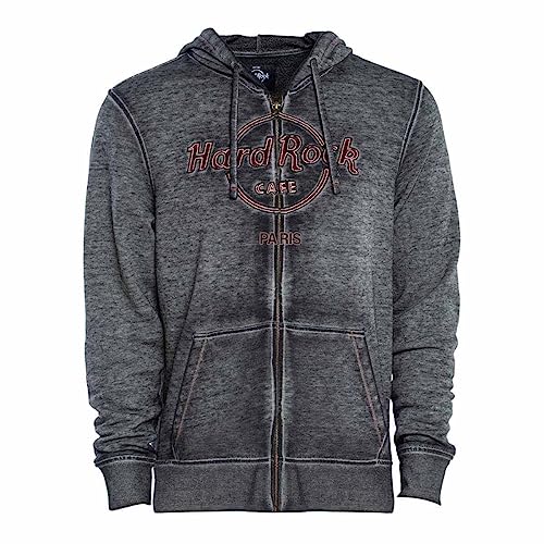 Hard Rock Herren Double Burnout Zip Hoodie Anthrazit, Paris, Large von Hard Rock