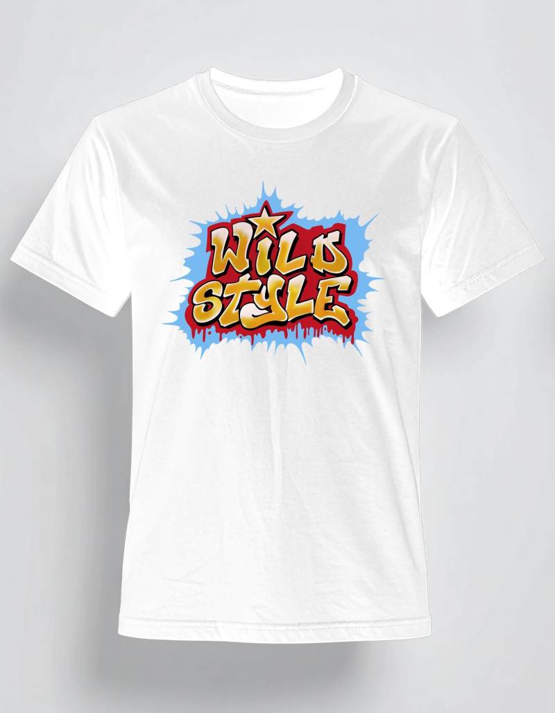Wild Style Movie T-Shirt - Graffiti Writer Breakdance Djing Rap Weißes Shirt Mit Print Wild Style Movie T-Shirt - Graffiti Writer Breakdance Djing Rap Weißes Shirt Mit Print von Hard2Burn