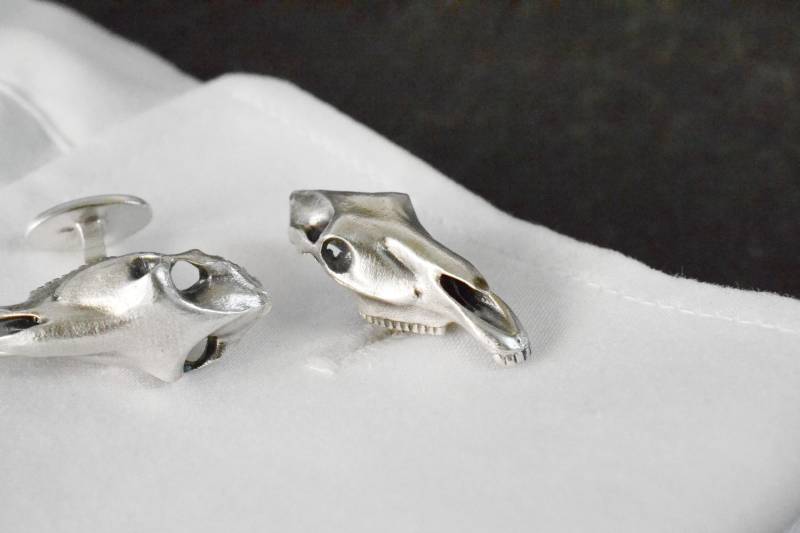 Pferd Schädel Manschettenknöpfe Reiter Western Cowboy Hochzeit 925 Sterling Silber von HardResols
