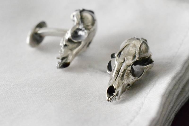 Wolf Schädel Manschettenknöpfe 925 Silber Tier Werwolf Männer Hochzeit Schmuck Geschenk von HardResols