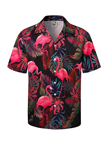 Hardaddy Hawaiihemd Herren Kurzarm Bedruckt Button Down Sommer Strand Freizeithemden, Rot-1, L von Hardaddy