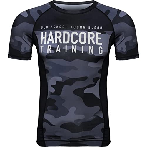 Hardcore Training Camo 2.0 Rash Guard Short Sleeve Men's Kompressionshemd Herren Kurzarm Grappling Jiu Jitsu MMA Fitness Boxen No Gi (S) von Hardcore Training