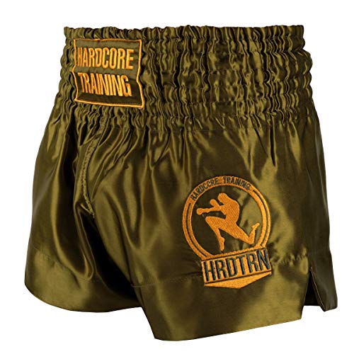 Hardcore Training Classic Muay Thai Kurze Hose Herren Schwarz Weiß Rot Blau Camo Thaiboxen Shorts MMA Kampf Kickboxen Sparring Boxen von Hardcore Training