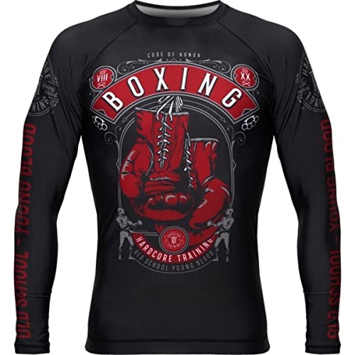 Hardcore Training Code of Honor Rash Guard Men's Kompressionshemd Herren Lange Ärmel Grappling Jiu Jitsu MMA Fitness Boxen No Gi (XL) von Hardcore Training