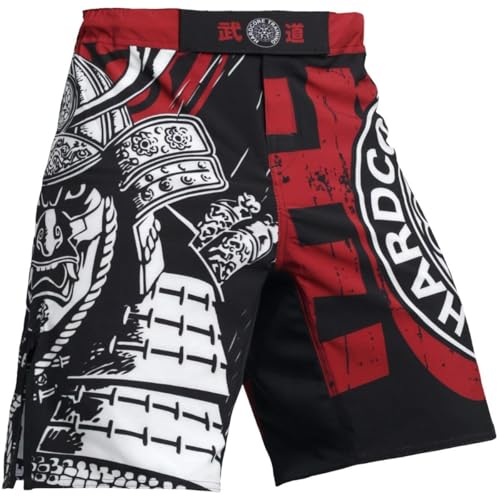 Hardcore Training Fight Shorts Budo Red Men's Kurze Hose Herren MMA BJJ Grappling Fitness Boxen Muay Thai No Gi Sparring von Hardcore Training