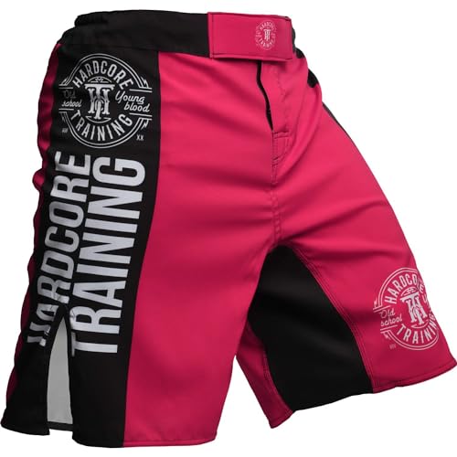 Hardcore Training Fight Shorts Frauen Pink MMA Boxen Fitness Muay Thai Kickboxen Grappling Sparring Damen Trunks Workout (DE/NL/SE/PL, Alphanumerisch, M, Regular, Regular, Pink) von Hardcore Training