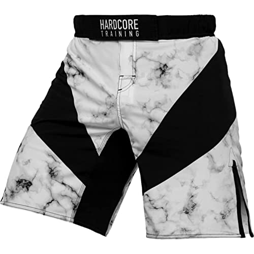 Hardcore Training Fight Shorts Marble Men's Kurze Hose Herren MMA BJJ Grappling Fitness Boxen Muay Thai No Gi Sparring (L) von Hardcore Training