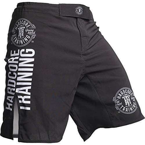 Hardcore Training Fight Shorts Men's Recruit Schwarz Grün Rot Lila Boxing Shorts Herren Fitness Gym Kampfsport Boxen Kurze Sport (Black, XXXXL) von Hardcore Training