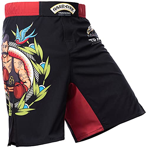 Hardcore Training Fight Shorts Old Tattoo Men's Kurze Hose Herren MMA BJJ Grappling Fitness Boxen Muay Thai No Gi Sparring (XXL) von Hardcore Training