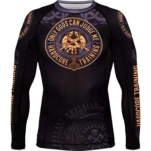 Hardcore Training Glima Rash Guard Men's Kompressionshemd Herren Lange Ärmel Grappling Jiu Jitsu MMA Fitness Boxen No Gi (L) von Hardcore Training