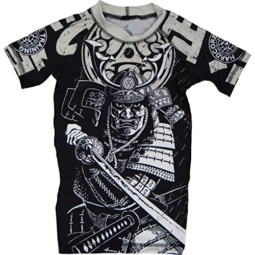 Hardcore Training Kids Rash Guard Budo Grau Kompressionshemd Kurze Ärmel Kinder Fitness Grappling BJJ Grundschicht Sportbekleidung von Hardcore Training