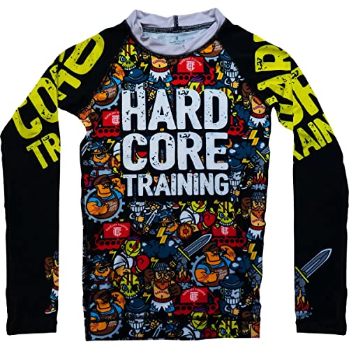 Hardcore Training Kids Rash Guard Doodles Kompressionshemd Lange Ärmel Kinder Fitness Grappling BJJ Grundschicht Sportbekleidung von Hardcore Training