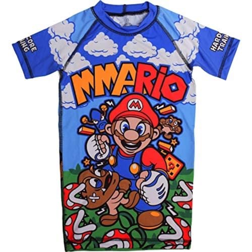 Hardcore Training Kids Rash Guard MMArio Kompressionshemd Kurze Ärmel Kinder Fitness Grappling BJJ Grundschicht Sportbekleidung von Hardcore Training