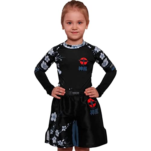 Hardcore Training Kids Rash Guard Sakura Kompressionshemd Kinder Unisex Lange Ärmel Kampfsport BJJ Fitness Boxen No Gi Kindersportbekleidung von Hardcore Training